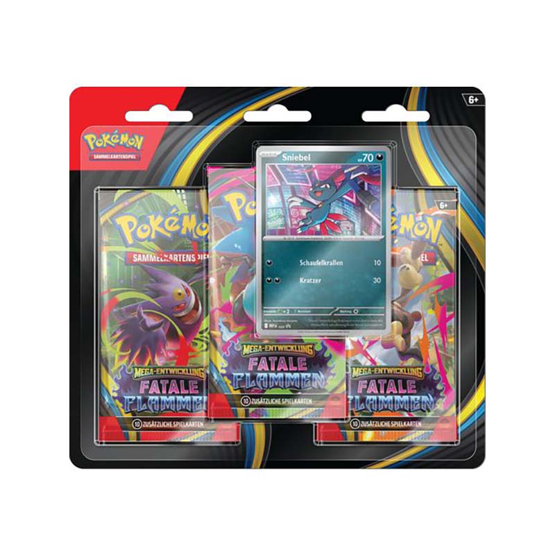 Pokémon Mega Entwicklung - Fatale Flammen 3-Pack Blister (Sniebel)