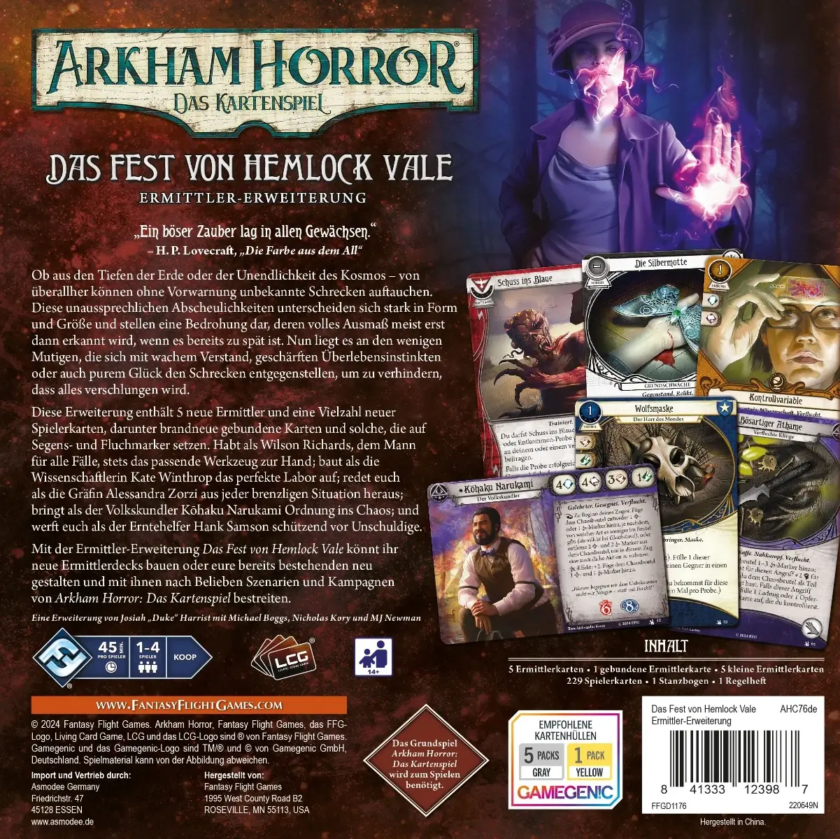 Arkham Horror Lcg Das Fest Von Hemlock Vale Ermittler Erweiterung 2