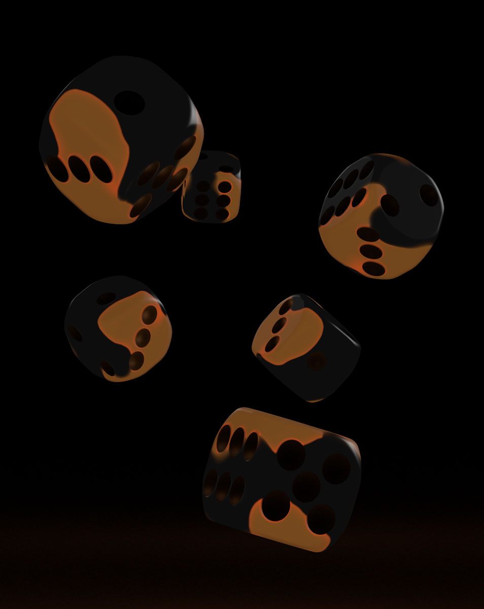 Oakie Doakie Dice D6 Dice 16 Mm Glow In The Dark Lava 12 Multi Dark