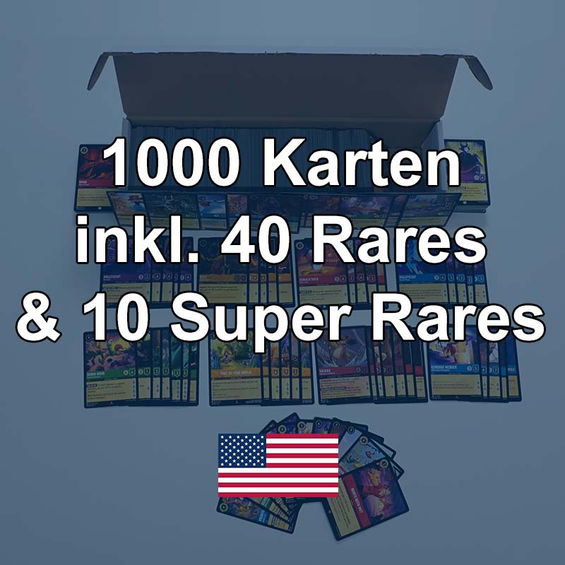 Disney Lorcana: 1000 Karten inkl. 40 Rares & 10 Super Rares (En)