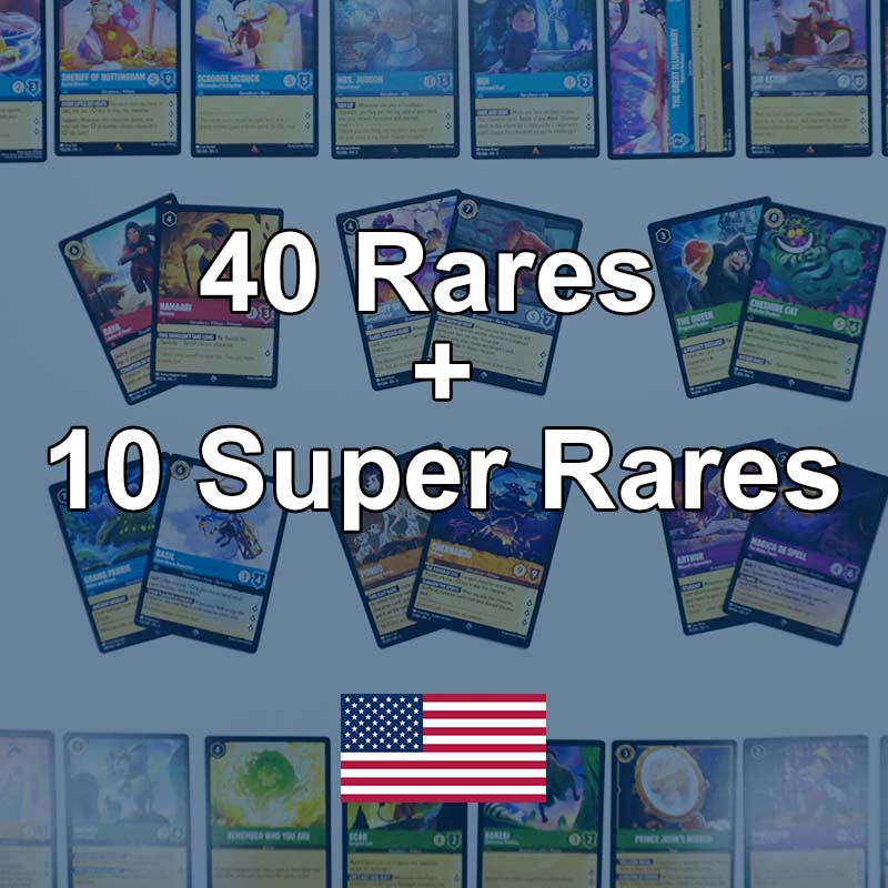 Disney Lorcana: 40 Rares + 10 Super Rares (En)