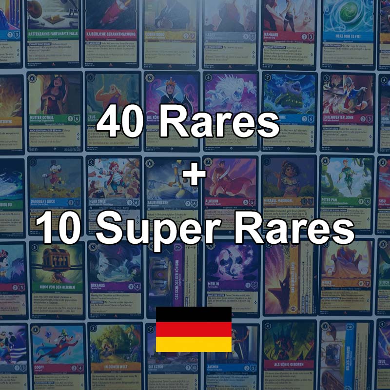 Disney Lorcana: 40 Rares + 10 Super Rares (De)