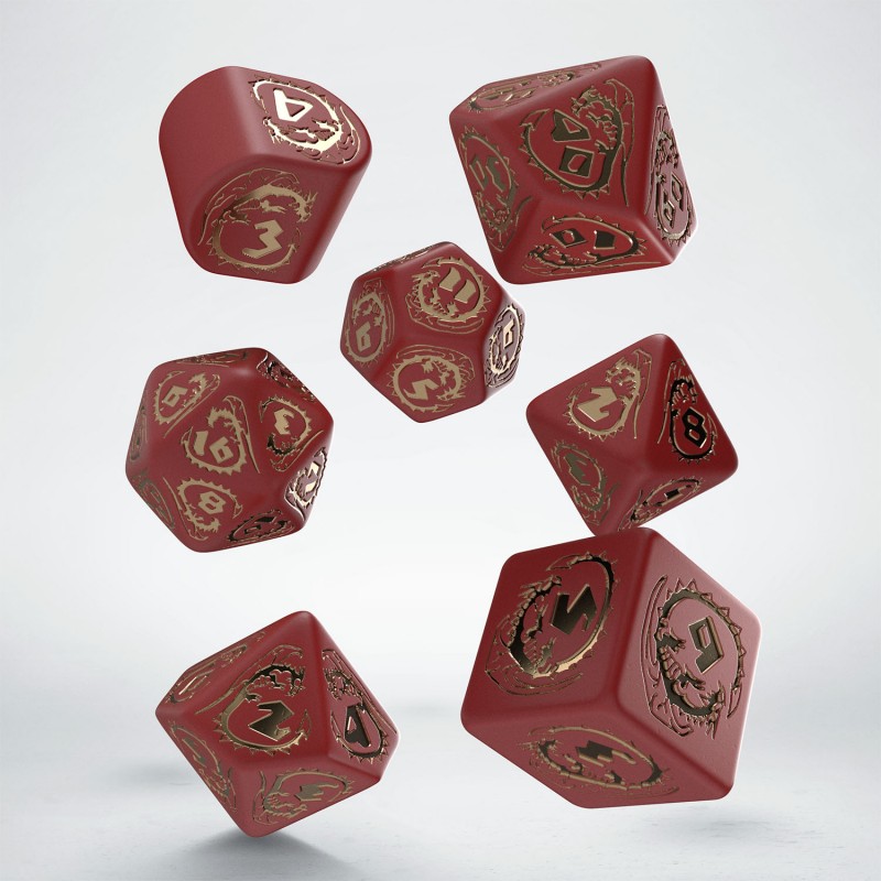 Q Workshop - Dragons: Ruby 7pc Modern RPG Dice Set