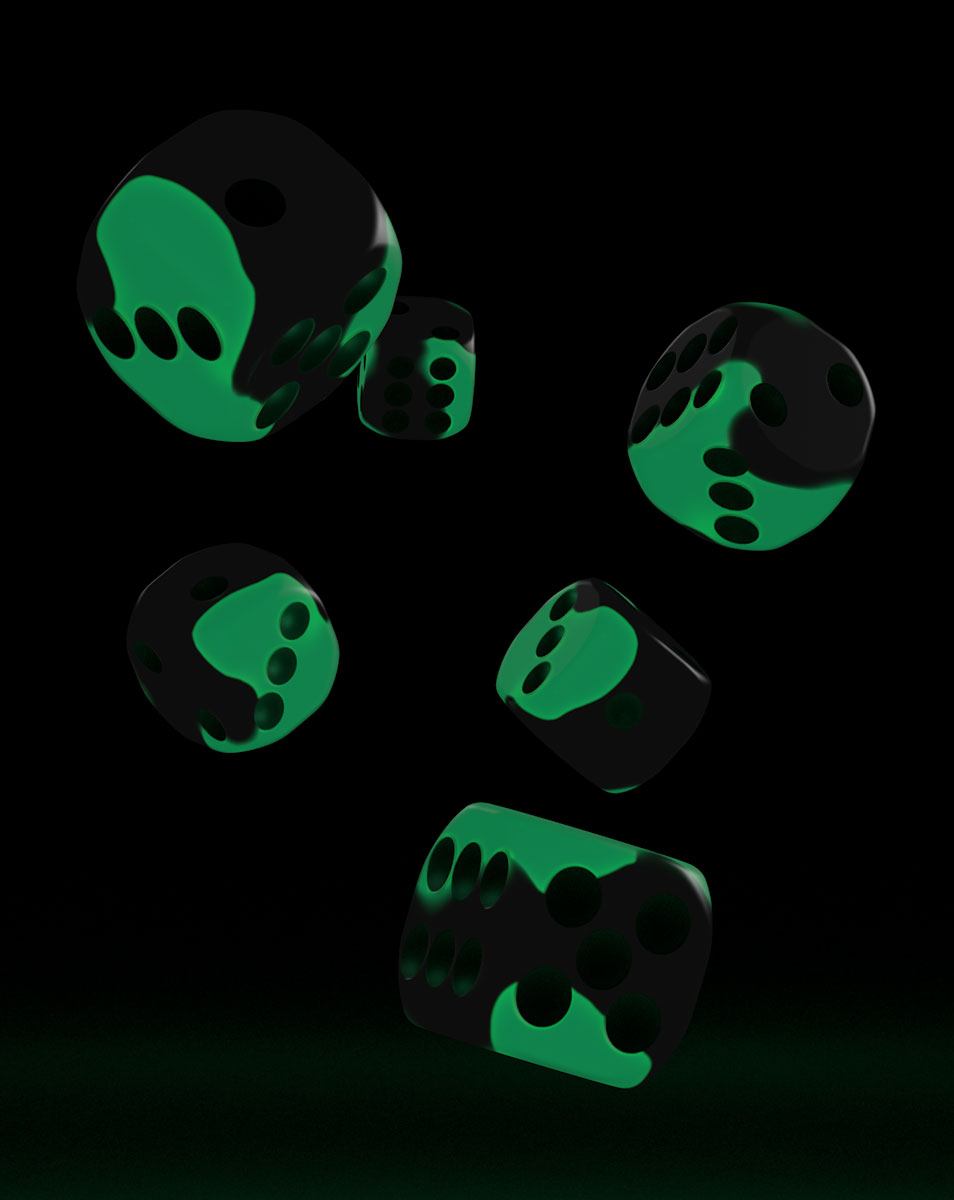 Oakie Doakie Dice D6 Dice 16 Mm Glow In The Dark Biohazard 12 Multi Dark