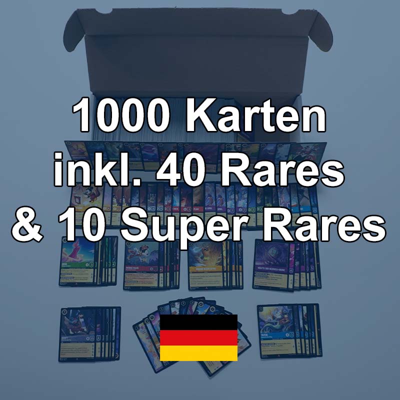 Disney Lorcana: 1000 Karten inkl. 40 Rares & 10 Super Rares (De)