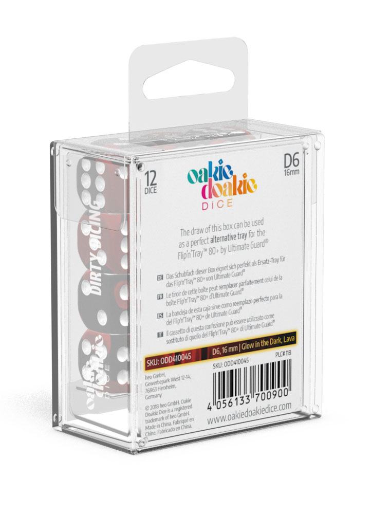 Oakie Doakie Dice D6 Dice 16 Mm Glow In The Dark Lava 12 Back