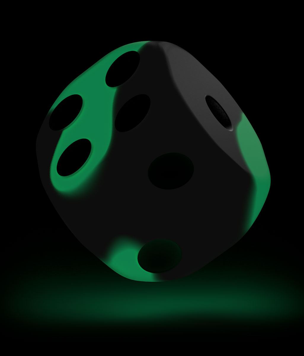 Oakie Doakie Dice D6 Dice 16 Mm Glow In The Dark Biohazard 12 Singel Dark