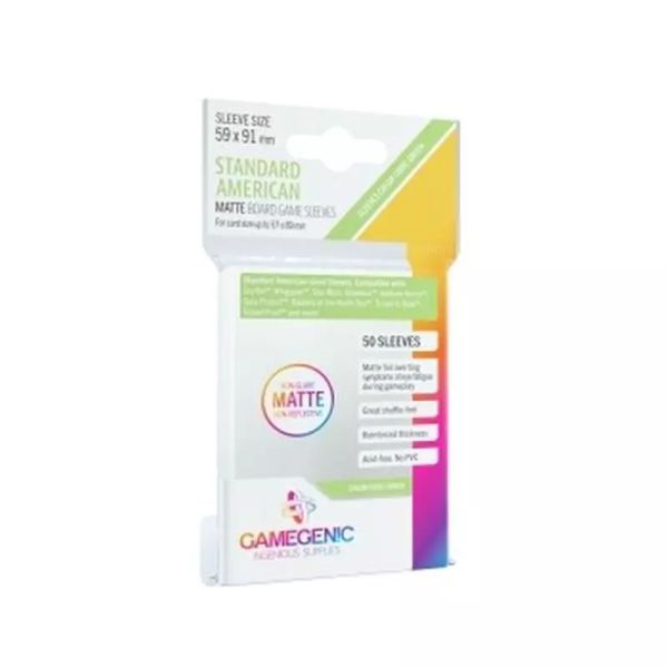 MATTE Standard American-Sized Boardgame Sleeves 59 x 91 mm - Clear (50 Sleeves)