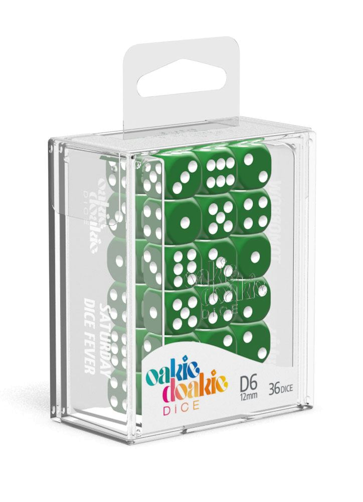 OUT OF PRINT Oakie Doakie Dice D6 Dice 12 mm Solid - Green (36)