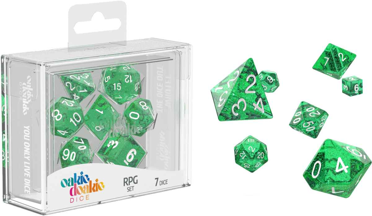 Oakie Doakie Dice RPG Set Speckled - Green (7) Oakie Doakie Dice RPG Set Speckled - Green (7)