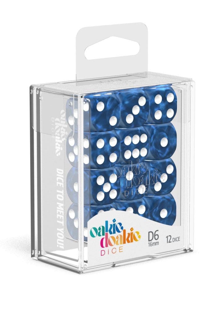 D6 Dice 16 mm Marble - Blue (12) D6 Dice 16 mm Marble - Blue (12)
