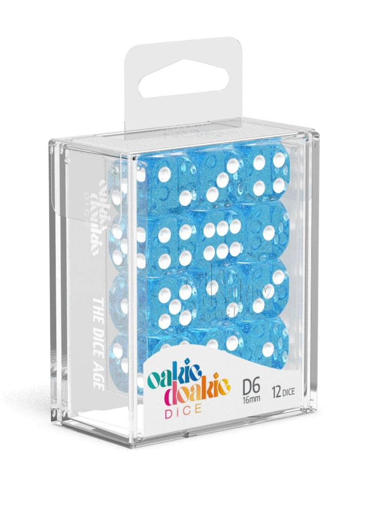 D6 Dice 16 mm Speckled - Light Blue (12)