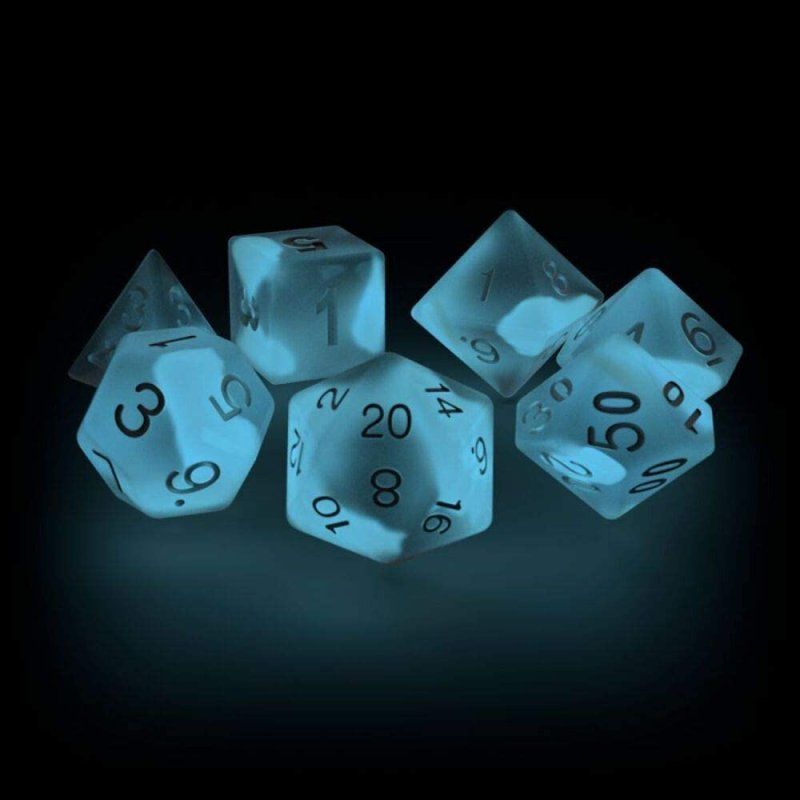 Oakie Doakie Dice RPG Set Glow in the Dark - Arctic (7)