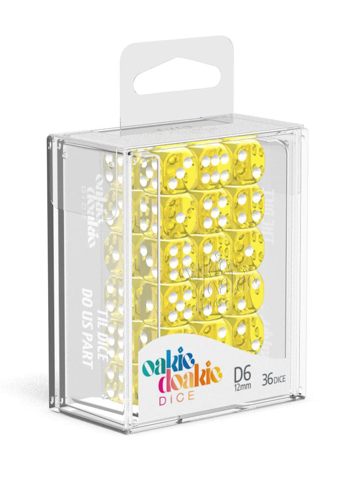 D6 Dice 12 mm Translucent - Yellow (36)