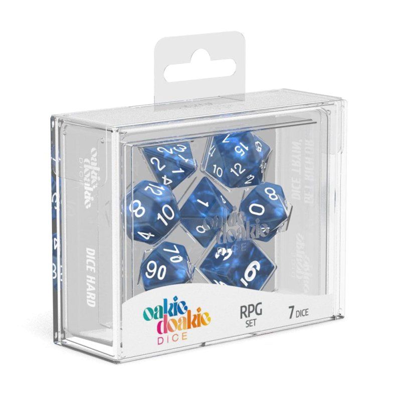 Oakie Doakie Dice RPG Set Marble - Blue (7) Oakie Doakie Dice RPG Set Marble - Blue (7)