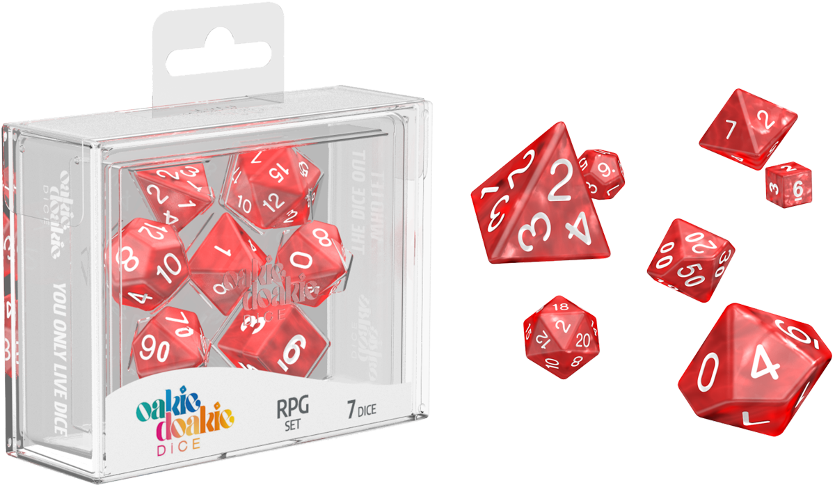 Oakie Doakie Dice RPG Set Marble - Red (7) Oakie Doakie Dice RPG Set Marble - Red (7)