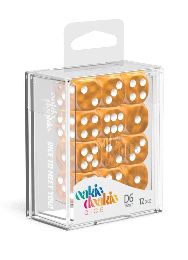D6 Dice 16 mm Marble - Orange (12) D6 Dice 16 mm Marble - Orange (12)