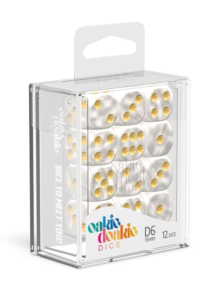 D6 Dice 16 mm Marble - White (12) D6 Dice 16 mm Marble - White (12)