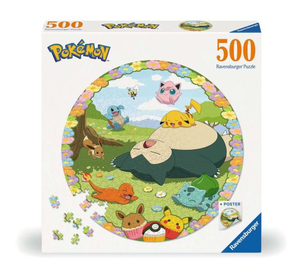 Puzzle: Blumige Pokemon (500 Teile Rundpuzzle)