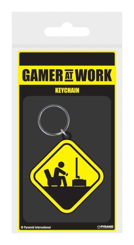 Gamer At Work Gummi-Schlüsselanhänger Caution Sign 6 cm