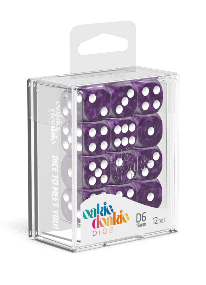 OUT OF PRINT D6 Dice 16 mm Marble - Purple (12)
