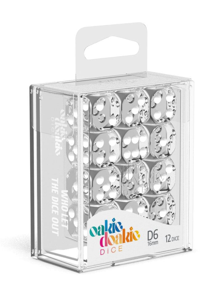 Oakie Doakie Dice D6 Dice 16 mm Translucent - Clear (12)