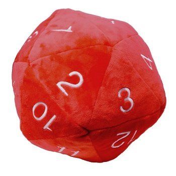 Dice - Jumbo D20 Novelty Dice Plush in Red with White Numbering