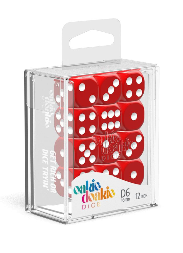 Oakie Doakie Dice D6 Dice 16 mm Solid - Red (12)