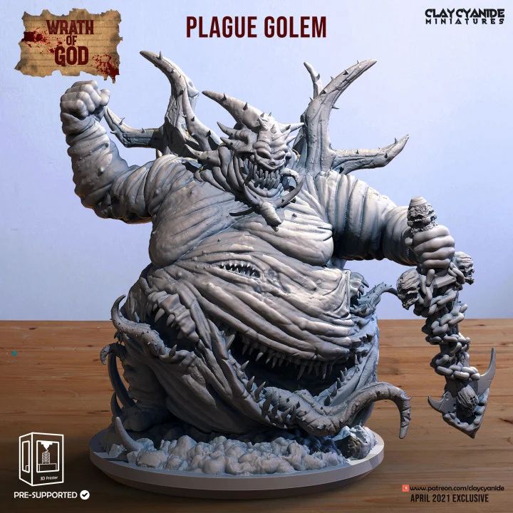 Plague Golem | Wrath of God | Clay Cyanide Miniatures