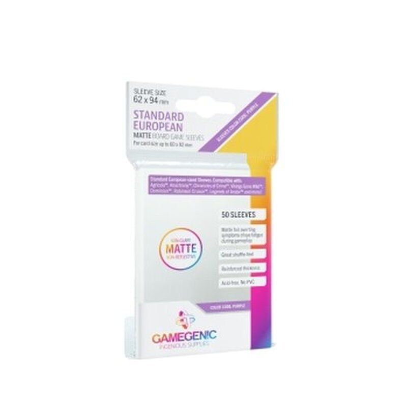 MATTE Standard European-Sized Sleeves 62 x 94 mm - Clear (50 Sleeves) MATTE Standard European-Sized Sleeves 62 x 94 mm - Clear (50 Sleeves)