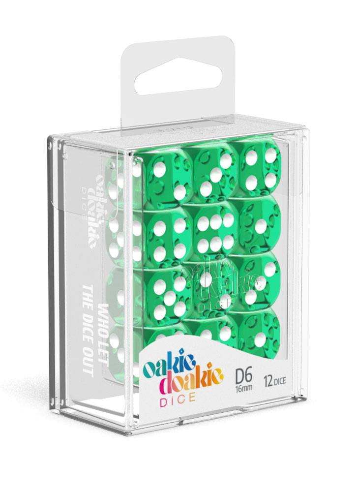 D6 Dice 16 mm Translucent - Green (12) D6 Dice 16 mm Translucent - Green (12)
