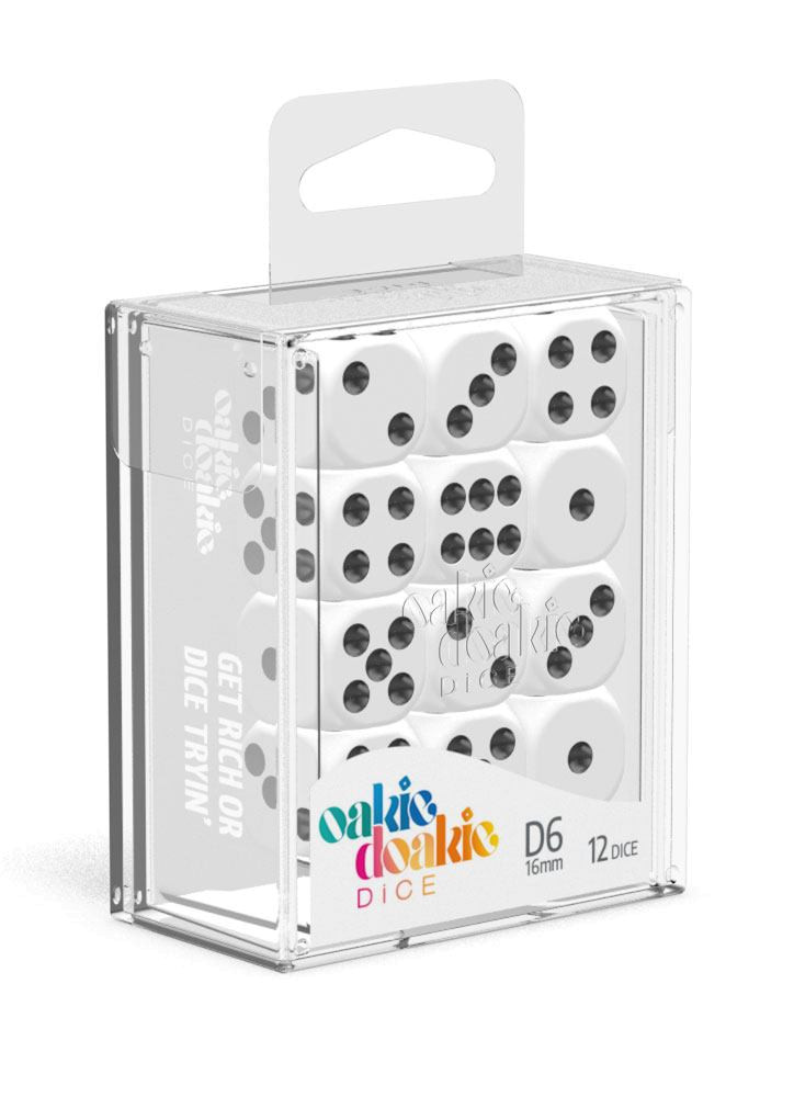 D6 Dice 16 mm Solid - White (12) D6 Dice 16 mm Solid - White (12)
