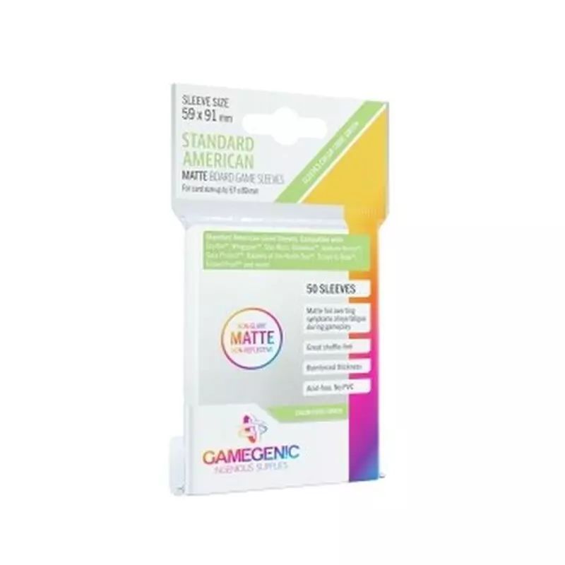 MATTE Standard American-Sized Boardgame Sleeves 59 x 91 mm Clear (50 Sleeves) MATTE Standard American-Sized Boardgame Sleeves 59 x 91 mm Clear (50 Sleeves)